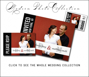 Red Black Wedding Invitations with Photo and Monograms