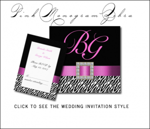 Zebra Print Wedding Invitations | Pink Black by MonogramGallery.ca