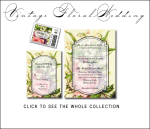 Vintage Floral Wedding Invitations by BlissfulWedding  for MonogramGallery.ca