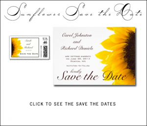 Yellow Brown Sunflower Save the Date Cards by BlissfulWedding for MonogramGallery.ca