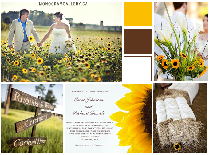 Inspiration Board for Sunflower Wedding Invitations for Rustic Weddings by BlissfulWedding for MonogramGallery.ca
