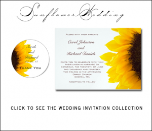 Sunflower Wedding Invitations for Rustic Weddings by BlissfulWedding for MonogramGallery.ca