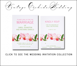 Pink Green Orchid Wedding Invitations by BlissfulWedding for MonogramGallery.ca