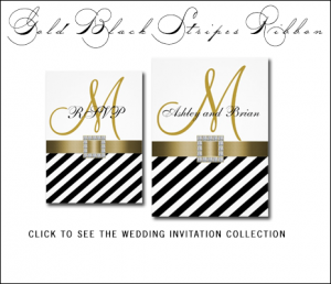 Black Wedding Invitations | White Stripes by MonogramGallery.ca