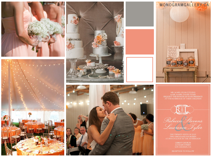 Inspiration Board for Orange Wedding Invitations | Peachy and Grey by MonogramGallery.ca