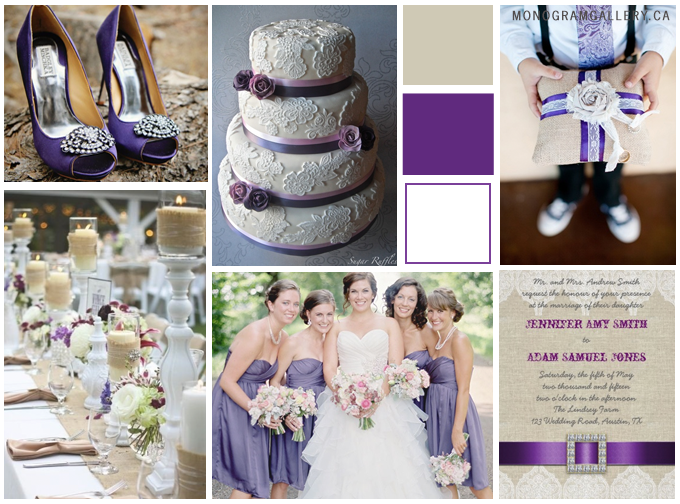 Inspiration Board for Purple Wedding Invitations | Burlap and Lace by MonogramGallery.ca