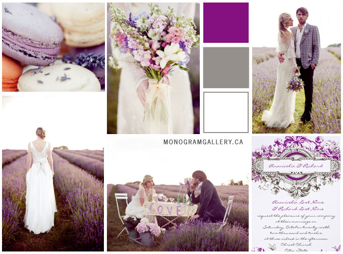 Inspiration Board for Vintage Purple Wedding Invitations by MonogramGallery.ca