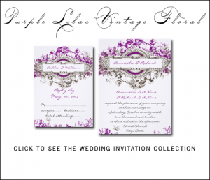 Vintage Purple Wedding Invitations by MonogramGallery.ca