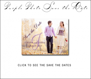 Purple Photo Save the Date Cards with Monogram by MonogramGallery.ca