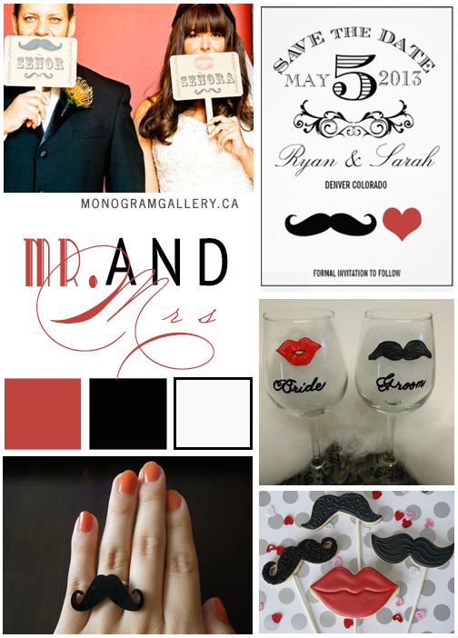 Mr and Mrs Save the Date Cards by AntiqueChandelier. Wedding Inspiration Board by MonogramGallery.ca