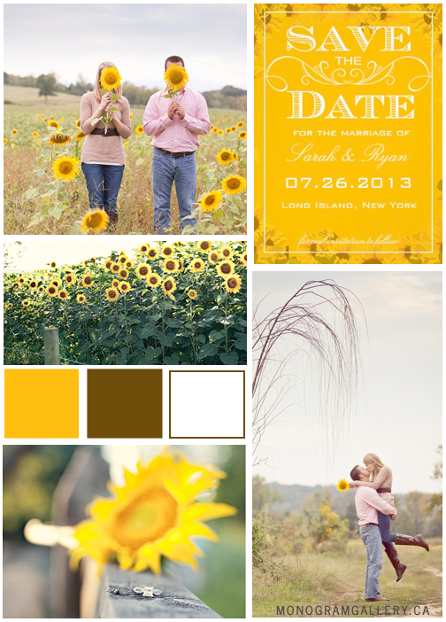 Vintage Sunflower Save the Date Cards by AntiqueChandelier. Inspiration Board by MonogramGallery.ca