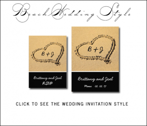 Beach Wedding Invitations | Monograms Heart in Sand by MonogramGallery.ca