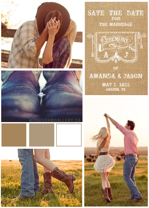 Burlap Rustic Wedding Save The Date Cards Inspiration Board from MonogramGallery.ca