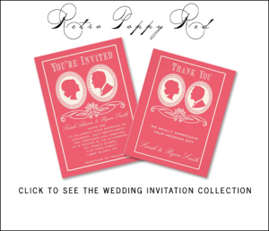 Retro Poppy Red Wedding Invitations by AntiqueChandelier for MonogramGallery.ca