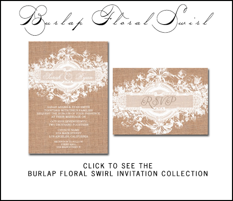 Rustic Wedding Burlap Lace Wedding Invitations by AntiqueChandelier for MonogramGallery.ca