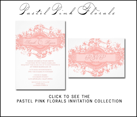 Pastel Pink Wedding Invitations by AntiqueChandelier for MonogramGallery.ca
