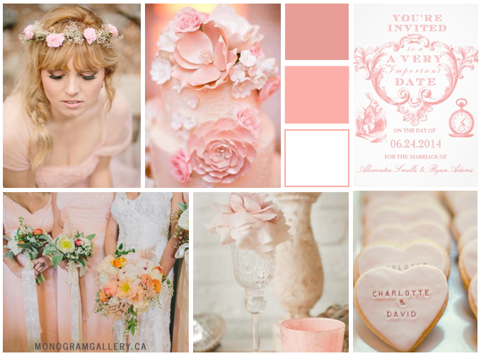 Pink Alice in Wonderland Invitations Inspiration Board from MonogramGallery.ca