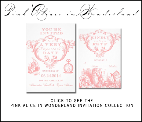 Pink Alice Wonderland Wedding Invitations by AntiqueChandelier from MonogramGallery.ca