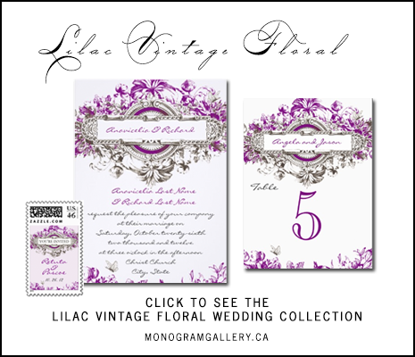 Vintage Lilac Wedding Invitations Collection by  MonogramGallery.ca