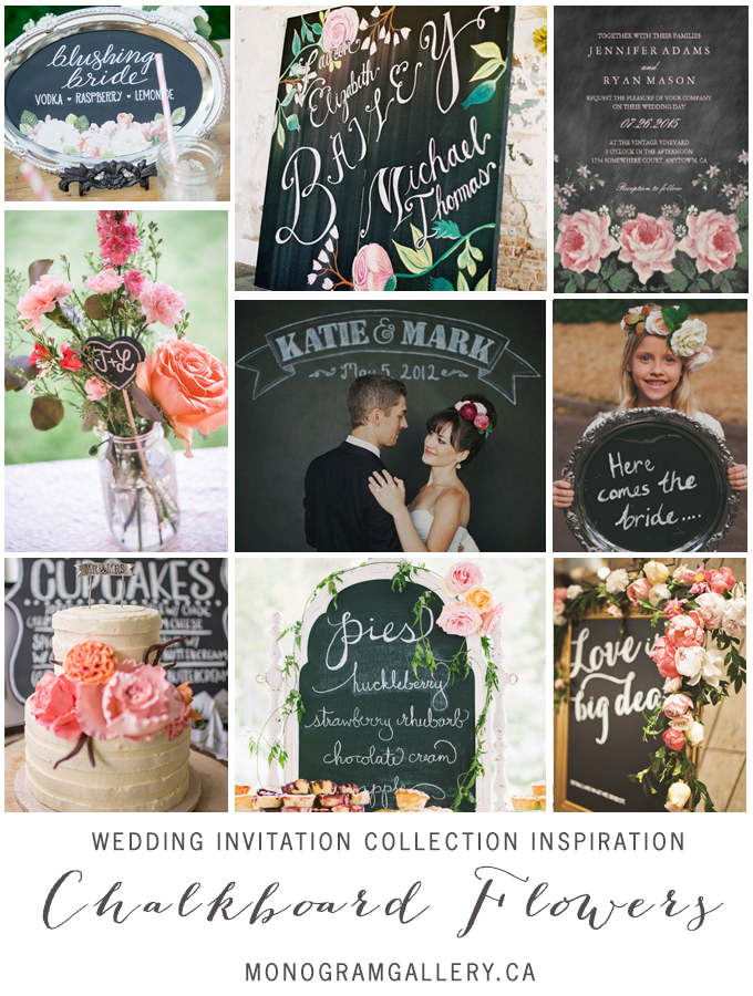 Chalkboard Flowers Wedding Invitations